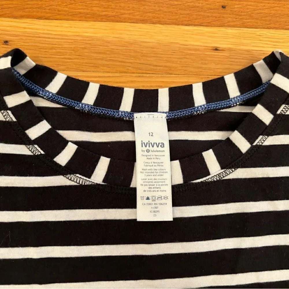 Ivivva by LuLuLemon black/white stripe long sleeve top